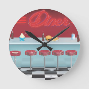 Reloj Redondo Mediano Diner Americano Clásico
