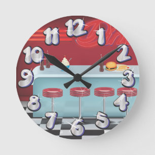 Reloj Redondo Mediano Diner Americano Clásico