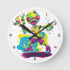 Reloj Redondo Mediano Dinkin' con los Aliens Pickleball