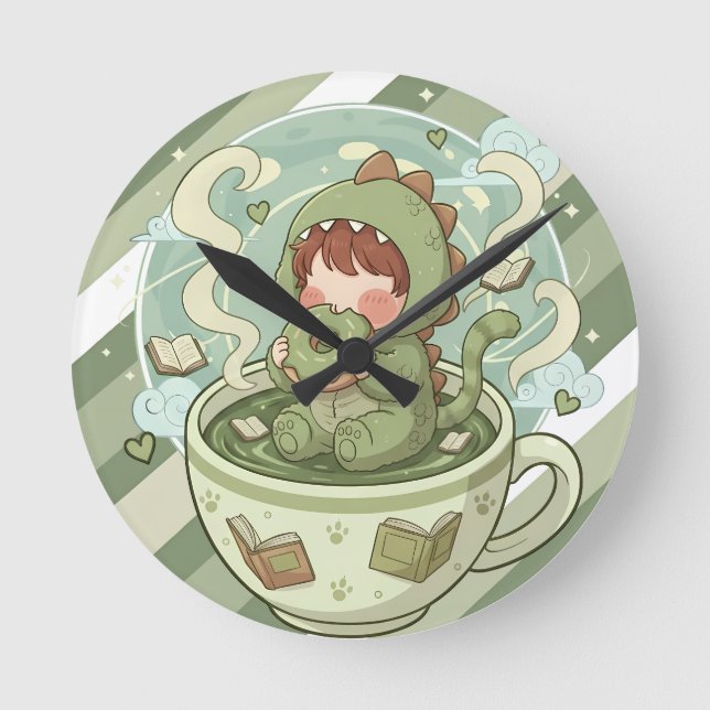 Reloj Redondo Mediano Dino Mug Adventure (Anverso)