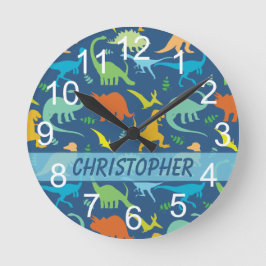 Reloj Redondo Mediano Dinosaurio colorido a personalizar
