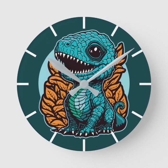 Reloj Redondo Mediano Dinosaurio de bebé lindo (Anverso)