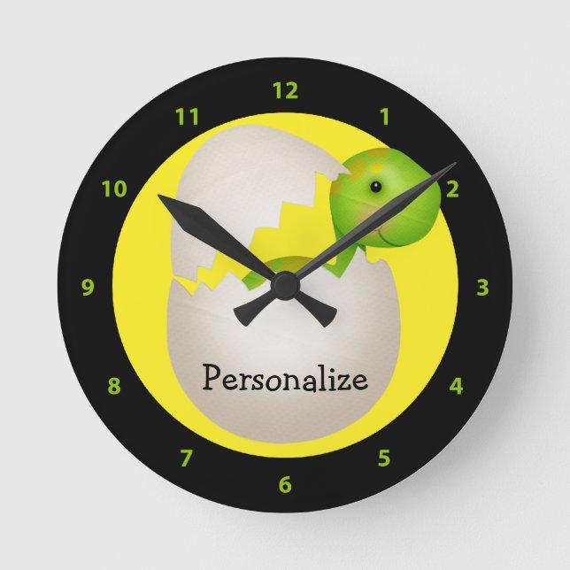 Reloj Redondo Mediano Dinosaurio de bebé recién cortado (Anverso)