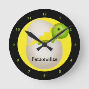 Reloj Redondo Mediano Dinosaurio de bebé recién cortado