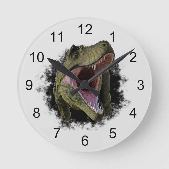 Reloj Redondo Mediano Dinosaurio del agujero del Tyrannosaurus jurásico (Anverso)