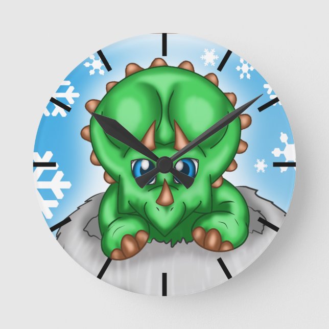 Reloj Redondo Mediano Dinosaurio navidad (Anverso)