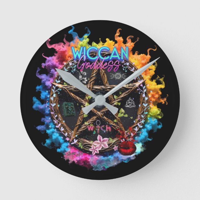 Reloj Redondo Mediano Diosa de Wiccan (Anverso)