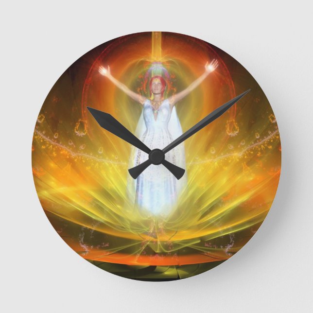Reloj Redondo Mediano Diosa energética positiva (Anverso)