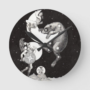 Reloj Redondo Mediano Diosa lunar celestial antigua y osa mayor