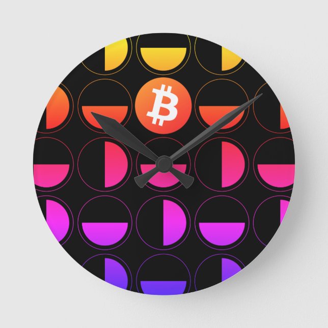 Reloj Redondo Mediano Diseñador de bitcoin (Anverso)