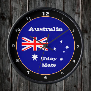Reloj Redondo Mediano Diseñador de la bandera australiana y aparador de 