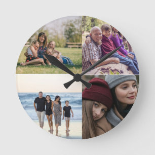 Reloj Redondo Mediano Diseñar su propio Collage de fotos 4