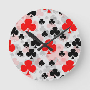 Reloj Redondo Mediano Diseño abstracto del patrón del Club Red Black Clo
