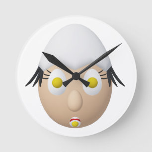 Reloj Redondo Mediano Diseño adorable de personaje de huevo extravagante
