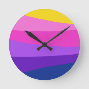 Reloj Redondo Mediano Diseño alegre y colorido azul rosado amarillo