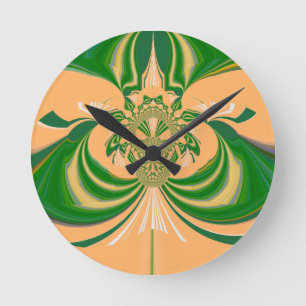 Reloj Redondo Mediano Diseño Amarillo Verde.