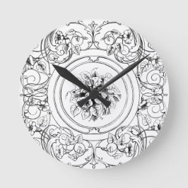 Reloj Redondo Mediano Diseño antiguo en blanco y negro