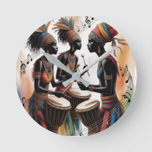 Reloj Redondo Mediano Diseño Artístico de Música de Tambor Rítmico