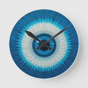 Reloj Redondo Mediano Diseño Artístico de Ojo Malo Azul