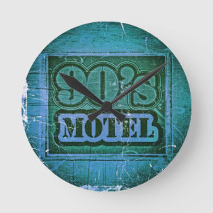 Reloj Redondo Mediano Diseño artístico de Vintage Motel 1990