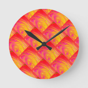 Reloj Redondo Mediano Diseño artístico naranja de color rosa salmón con 
