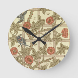 Reloj Redondo Mediano Diseño azul y anaranjado del papel pintado del