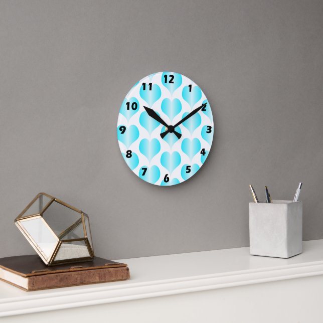Reloj Redondo Mediano Diseño Blue Hearts (Oficina)