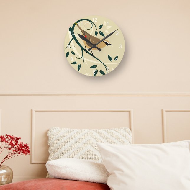 Reloj Redondo Mediano Diseño Cedar Waxwing Stylist Bird Art (Subido por el creador)