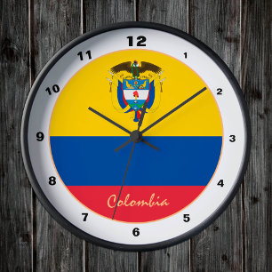 Reloj Redondo Mediano Diseño colombiano moderno, hogar con bandera colom