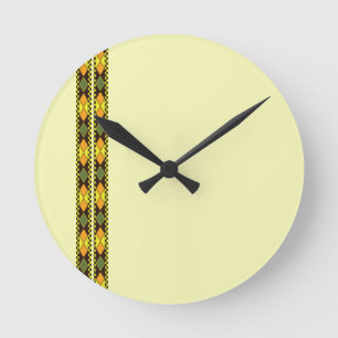 Reloj Redondo Mediano Diseño continuo de naranja amarillo