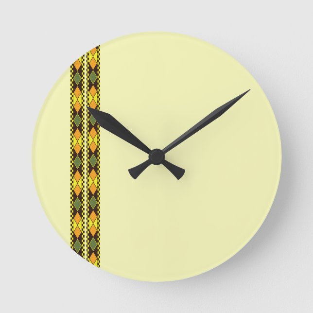 Reloj Redondo Mediano Diseño continuo de naranja amarillo (Anverso)
