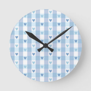 Reloj Redondo Mediano Diseño de amor a cuadros pastel lindo