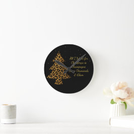 Reloj Redondo Mediano Diseño de árbol de leopardo de vacaciones chic