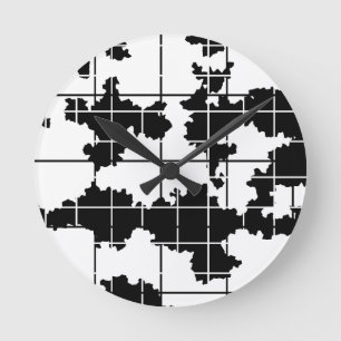 Reloj Redondo Mediano Diseño de arte abstracto orgánico blanco y negro