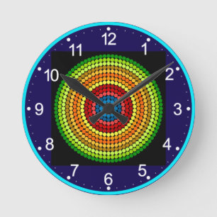 Reloj Redondo Mediano Diseño de arte de mandala abstracto punteado-65904