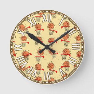 Reloj Redondo Mediano Diseño de Baloncesto