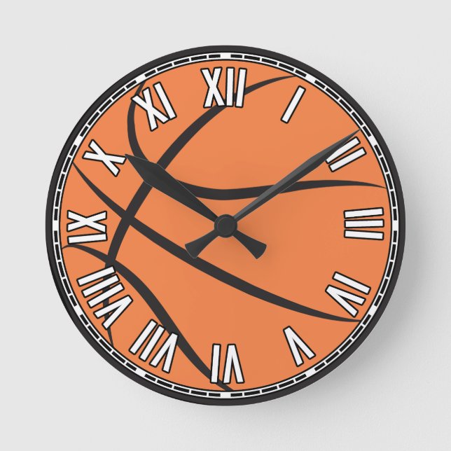 Reloj Redondo Mediano Diseño de baloncesto (Anverso)