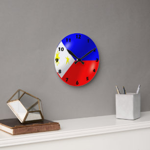 Reloj Redondo Mediano Diseño de bandera de Filipinas