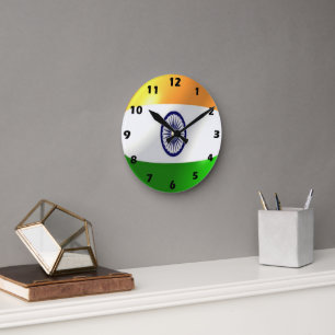 Reloj Redondo Mediano Diseño de bandera india