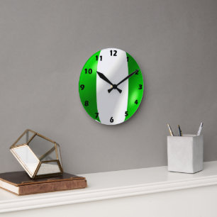 Reloj Redondo Mediano Diseño de bandera nigeriana