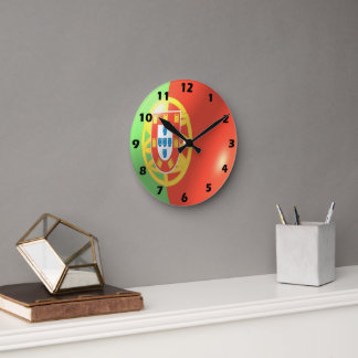 Reloj Redondo Mediano Diseño de bandera portuguesa