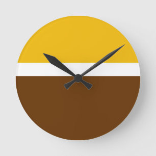 Reloj Redondo Mediano Diseño de bloque de color amarillo blanco marrón c
