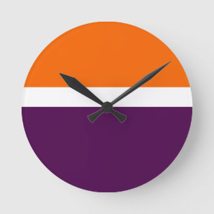 Reloj Redondo Mediano Diseño de bloque de color blanco morado naranja