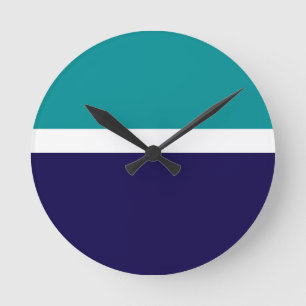 Reloj Redondo Mediano Diseño de bloque de color de la plancha azul verde