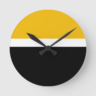 Reloj Redondo Mediano Diseño de bloques de color amarillo blanco negro