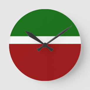 Reloj Redondo Mediano Diseño de bloques de color rojo verde