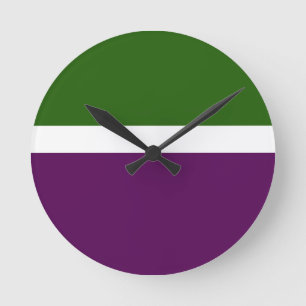 Reloj Redondo Mediano Diseño de bloques de color verde blanco morado