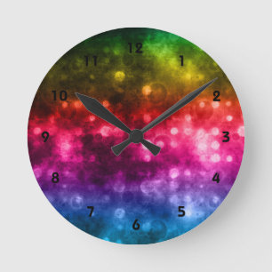 Reloj Redondo Mediano Diseño de bokek de arcoiris verde, rojo, púrpura y