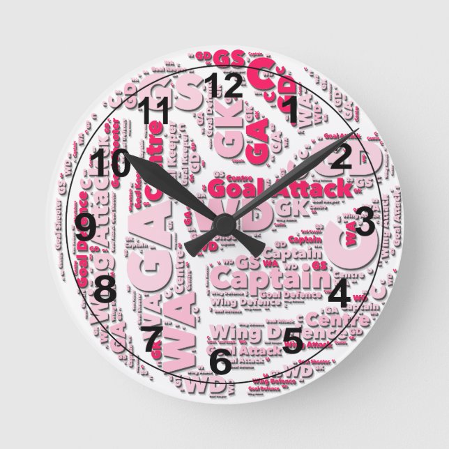 Reloj Redondo Mediano Diseño de bolas de posiciones de Netball (Anverso)