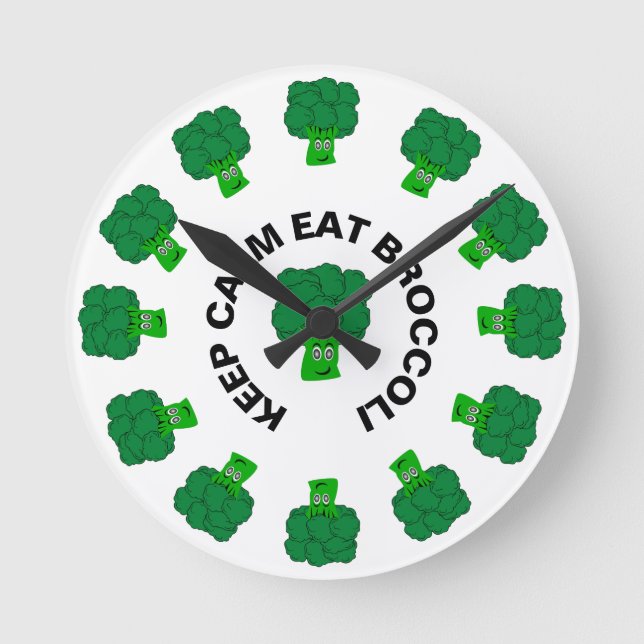 Reloj Redondo Mediano Diseño de Broccoli (Anverso)